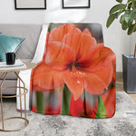 Orange Amaryllis Print Blanket