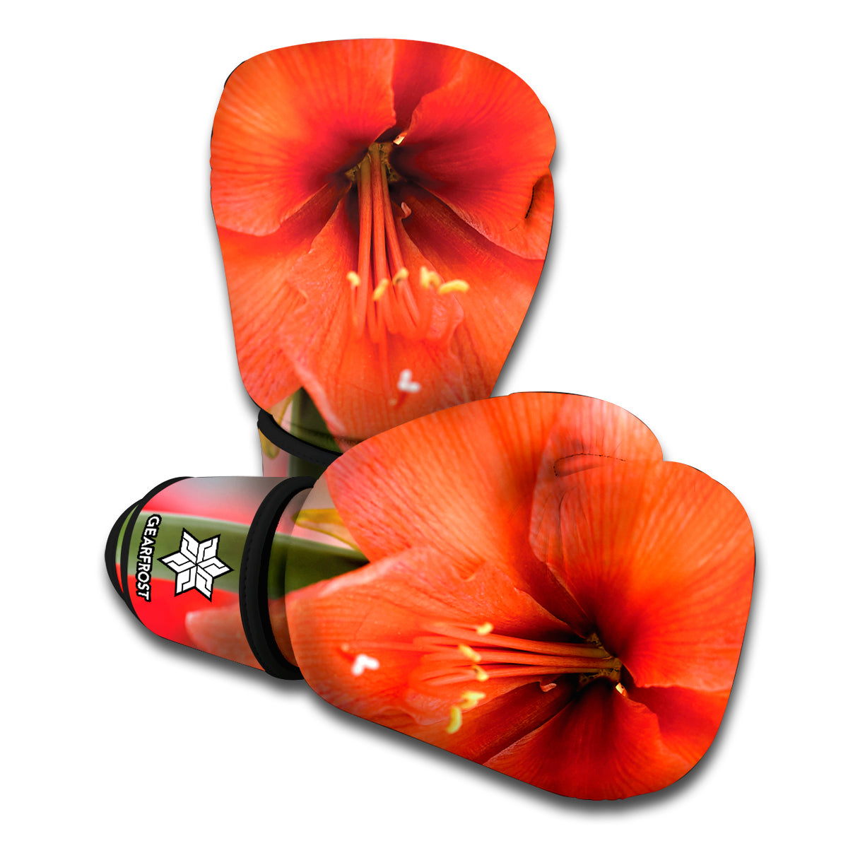Orange Amaryllis Print Boxing Gloves