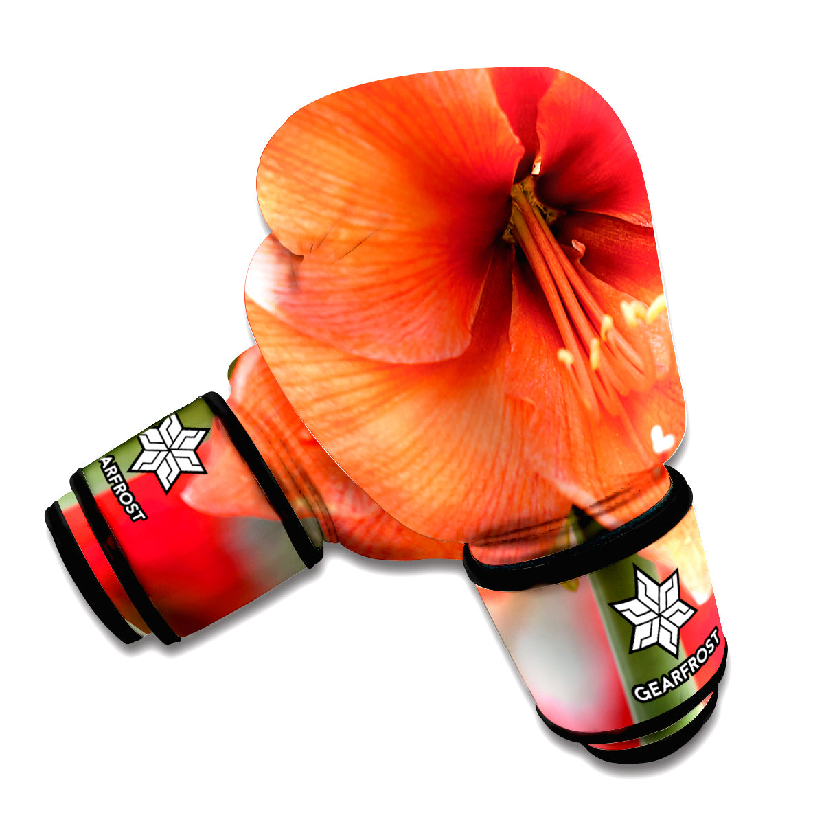 Orange Amaryllis Print Boxing Gloves