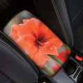 Orange Amaryllis Print Car Center Console Cover
