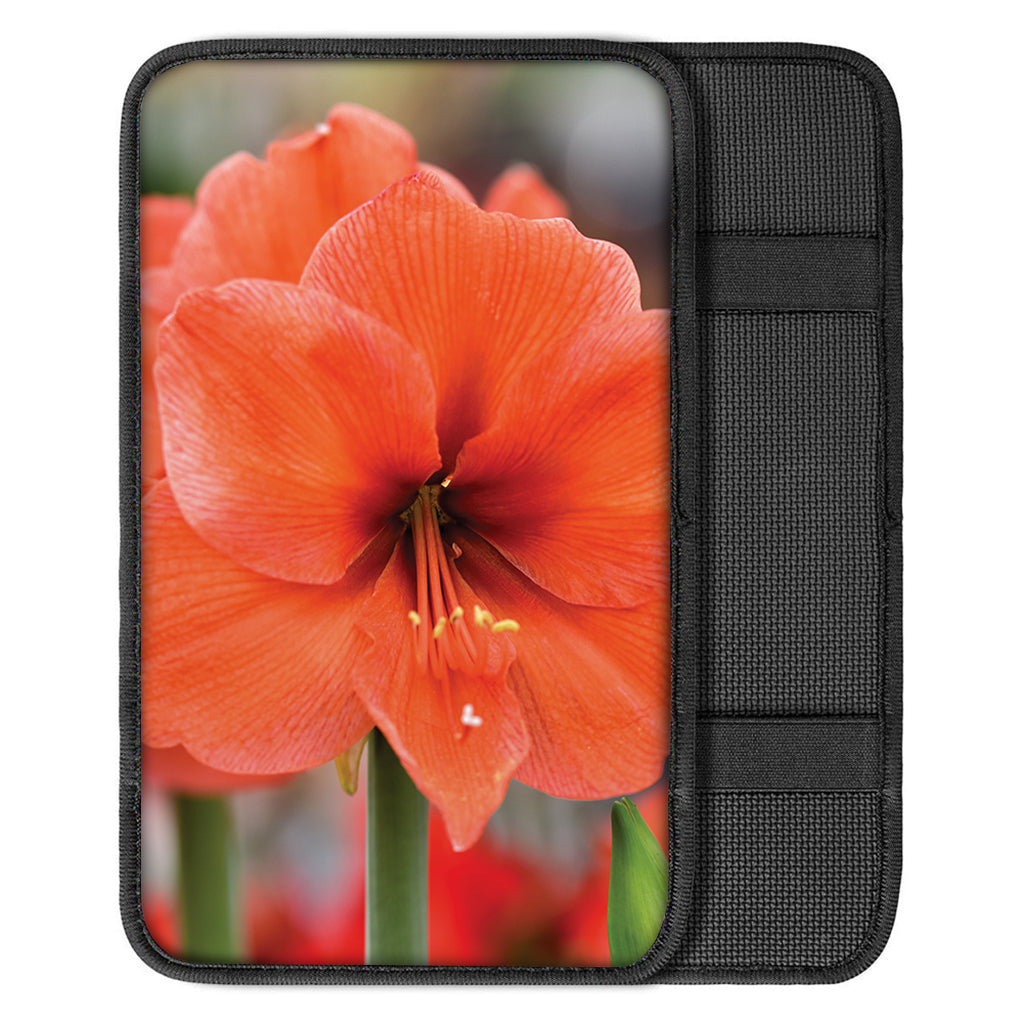 Orange Amaryllis Print Car Center Console Cover