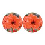 Orange Amaryllis Print Car Coasters