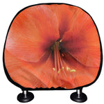 Orange Amaryllis Print Car Headrest Covers