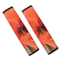 Orange Amaryllis Print Car Seat Belt Covers