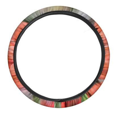 Orange Amaryllis Print Car Steering Wheel Cover