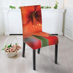 Orange Amaryllis Print Dining Chair Slipcover