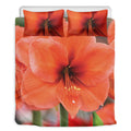Orange Amaryllis Print Duvet Cover Bedding Set