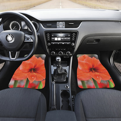 Orange Amaryllis Print Front and Back Car Floor Mats