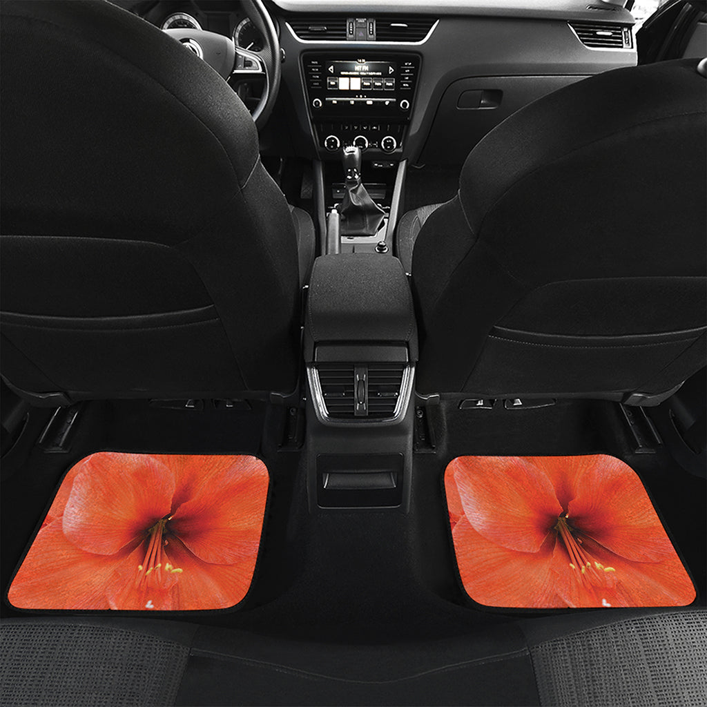 Orange Amaryllis Print Front and Back Car Floor Mats