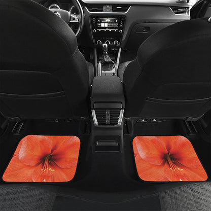 Orange Amaryllis Print Front and Back Car Floor Mats