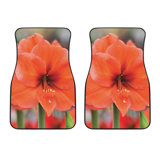 Orange Amaryllis Print Front Car Floor Mats