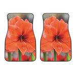 Orange Amaryllis Print Front Car Floor Mats