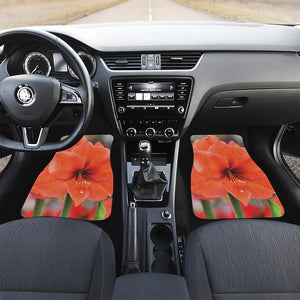 Orange Amaryllis Print Front Car Floor Mats