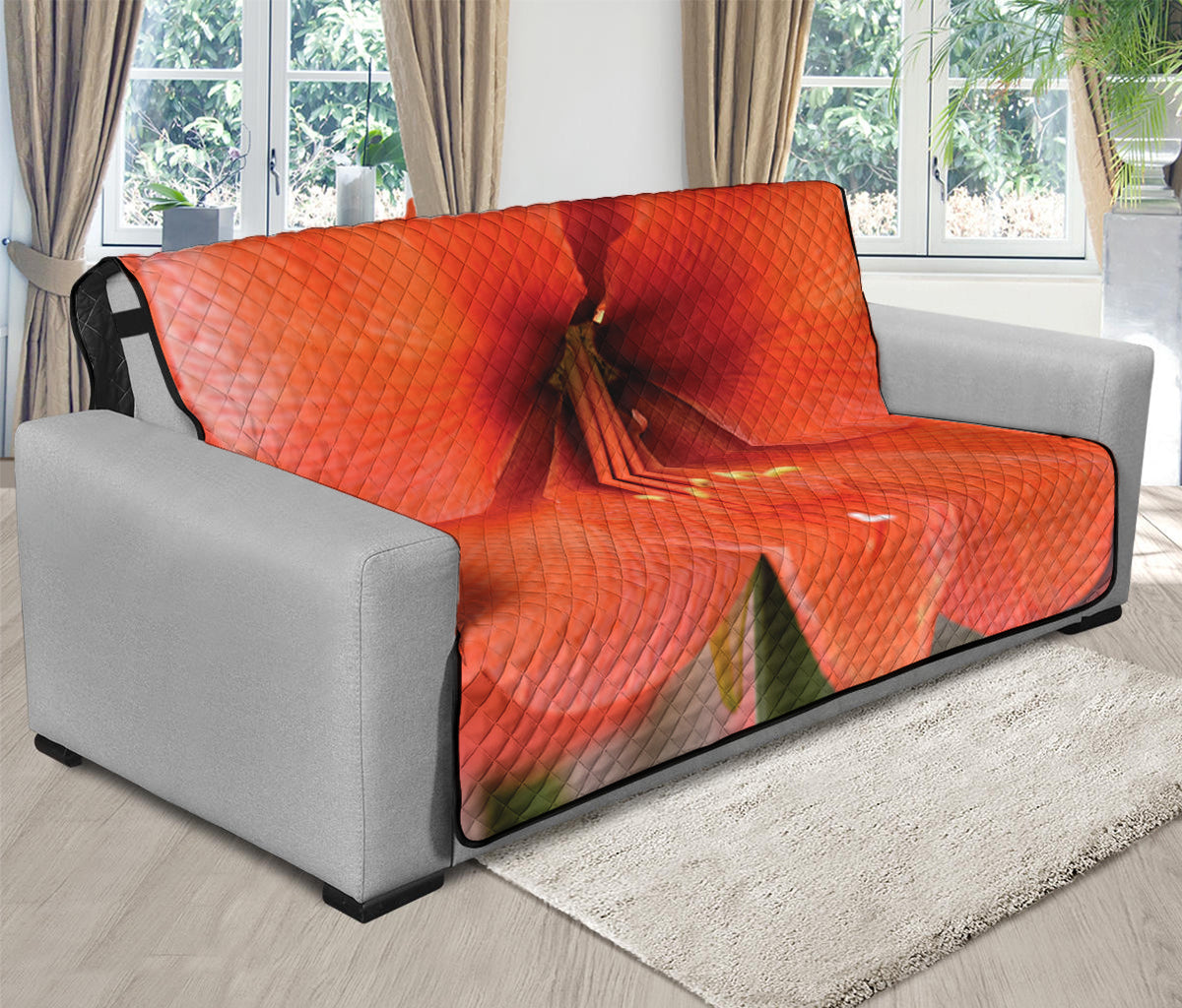 Orange Amaryllis Print Futon Protector