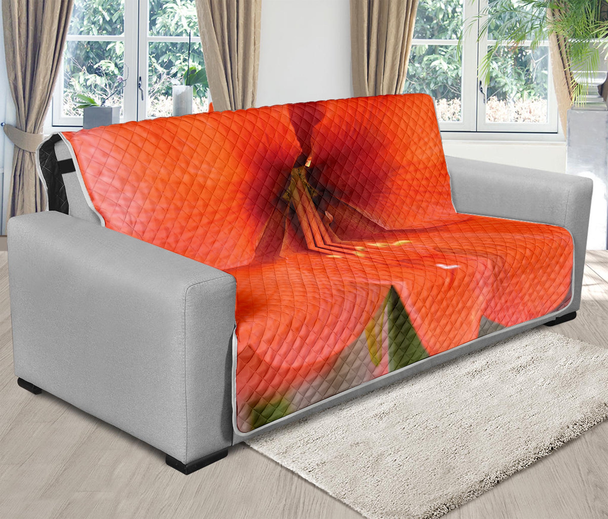 Orange Amaryllis Print Futon Protector