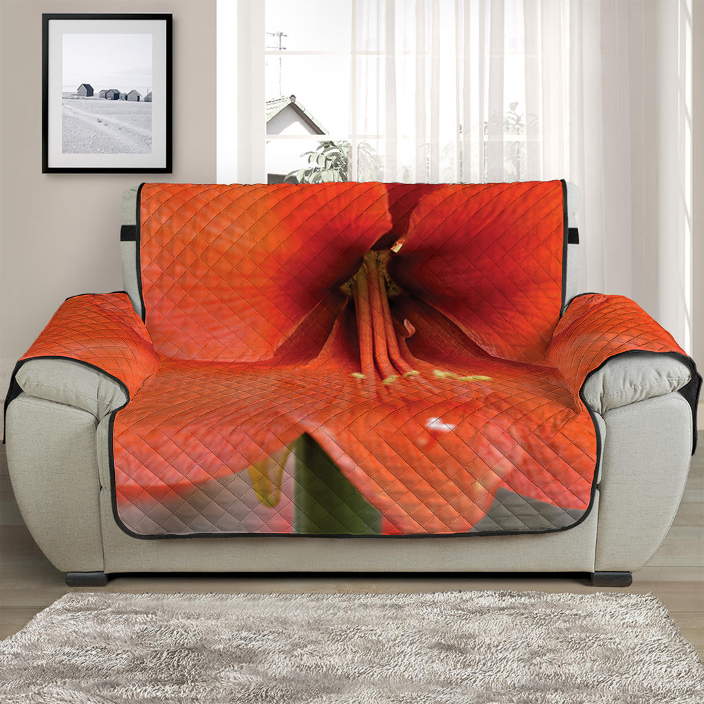 Orange Amaryllis Print Half Sofa Protector