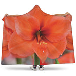Orange Amaryllis Print Hooded Blanket