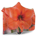 Orange Amaryllis Print Hooded Blanket
