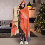 Orange Amaryllis Print Hooded Blanket
