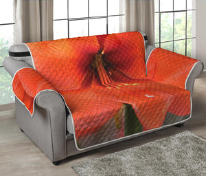 Orange Amaryllis Print Loveseat Protector