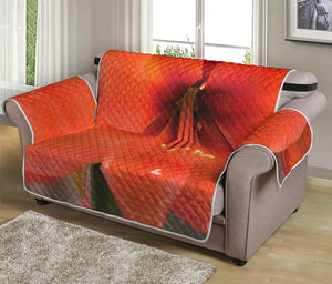 Orange Amaryllis Print Loveseat Protector