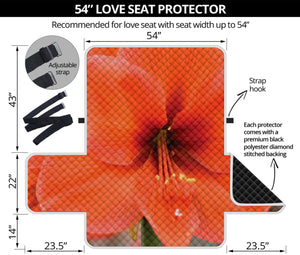 Orange Amaryllis Print Loveseat Protector