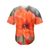 Orange Amaryllis Print Men's Baseball Jersey