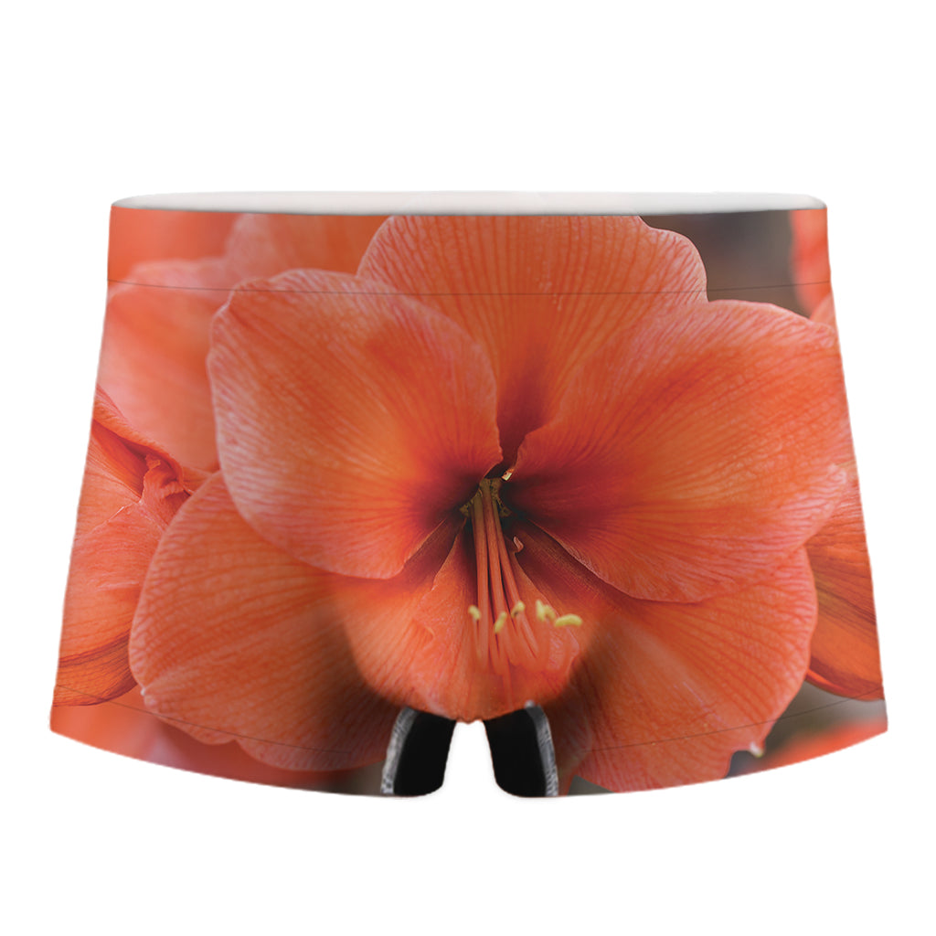 Orange Amaryllis Print Men's Boxer Briefs