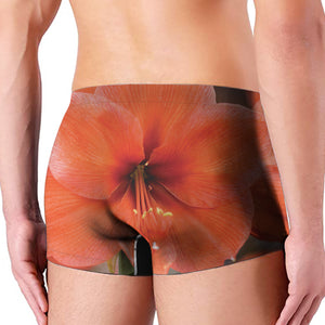 Orange Amaryllis Print Men's Boxer Briefs