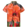 Orange Amaryllis Print Men's Short Sleeve Shirt