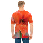 Orange Amaryllis Print Men's T-Shirt
