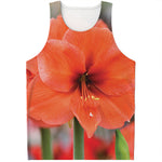 Orange Amaryllis Print Men's Tank Top