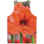 Orange Amaryllis Print Men's Tank Top