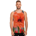 Orange Amaryllis Print Men's Tank Top