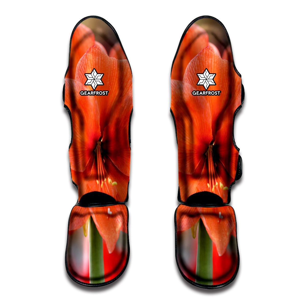 Orange Amaryllis Print Muay Thai Shin Guard