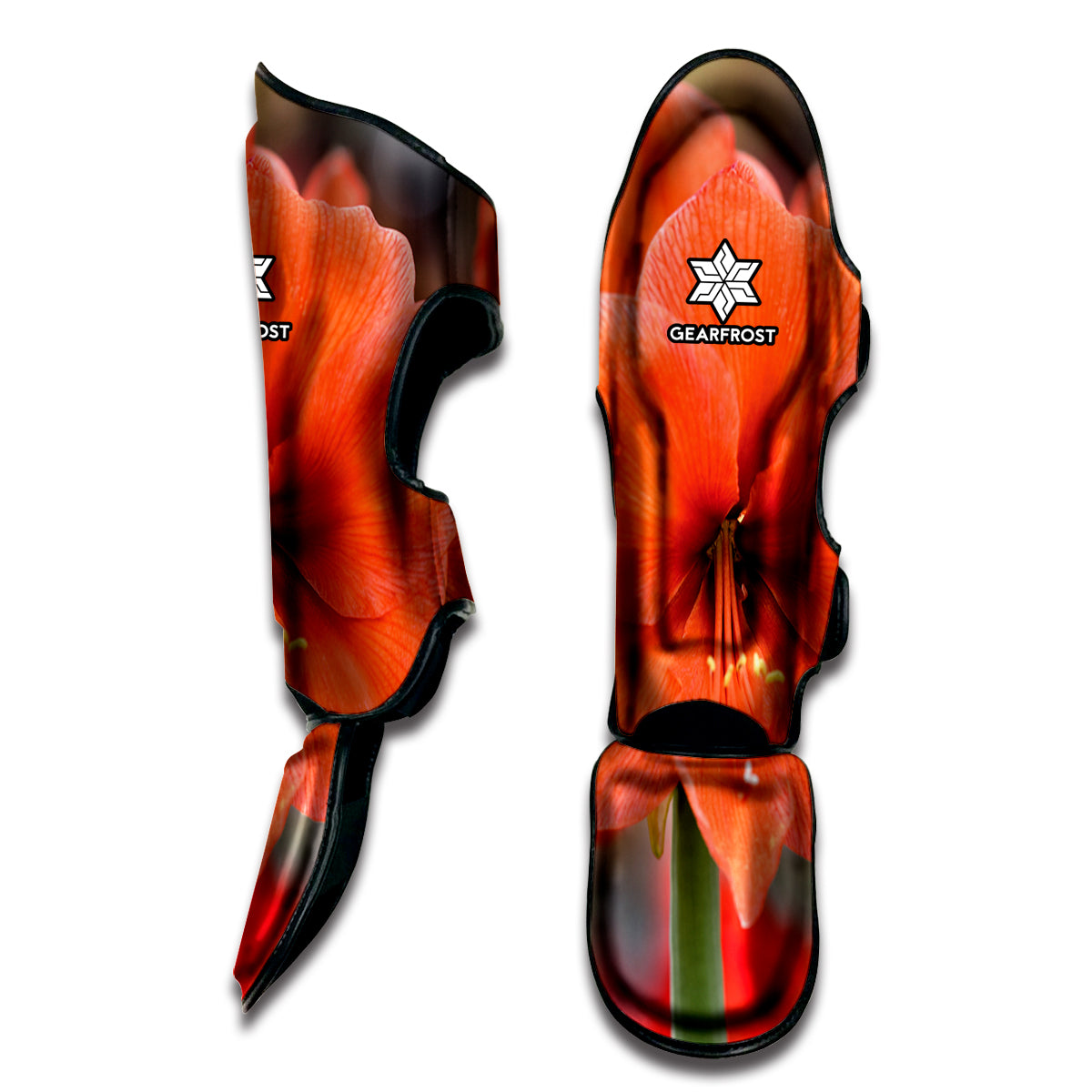 Orange Amaryllis Print Muay Thai Shin Guard