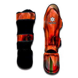 Orange Amaryllis Print Muay Thai Shin Guard