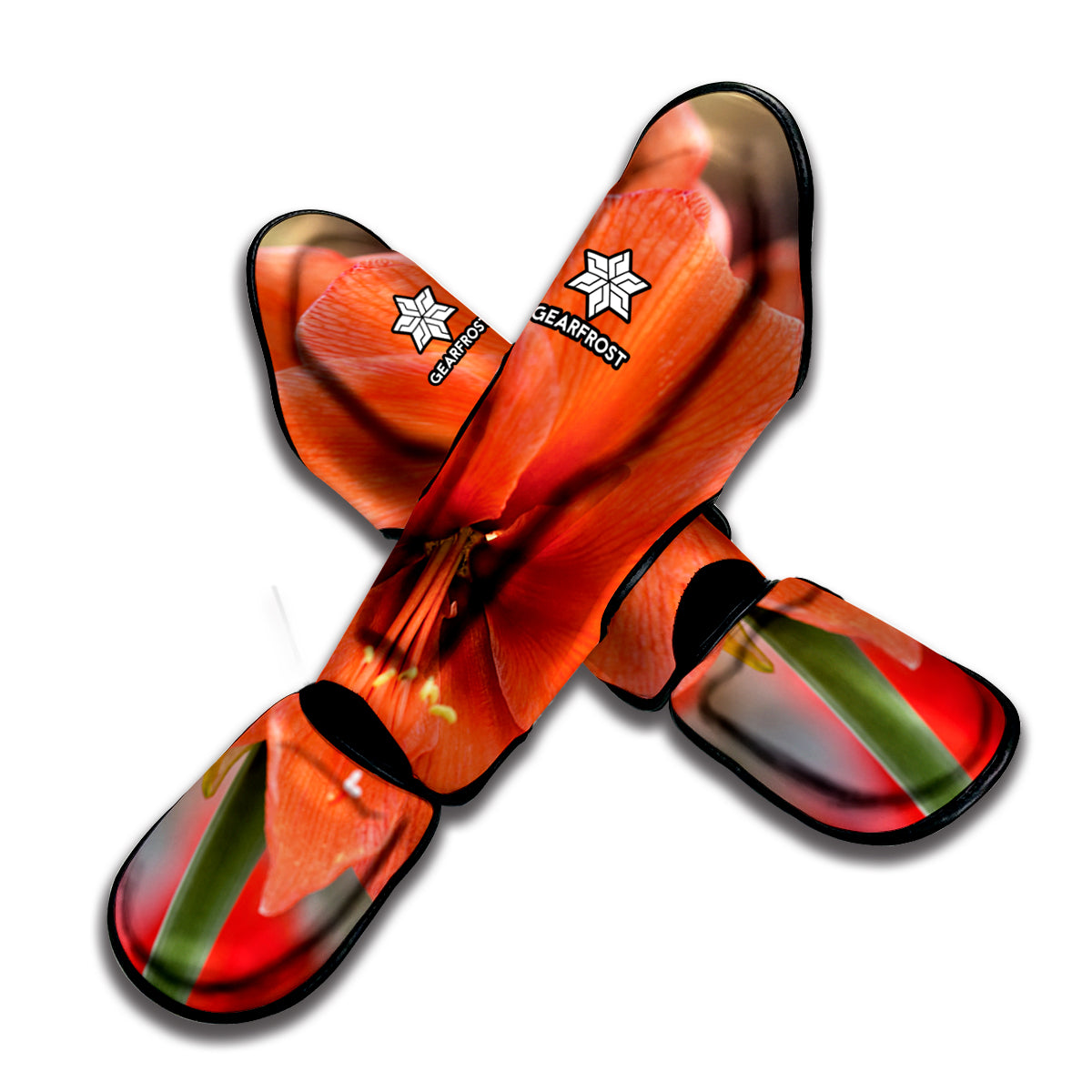 Orange Amaryllis Print Muay Thai Shin Guard