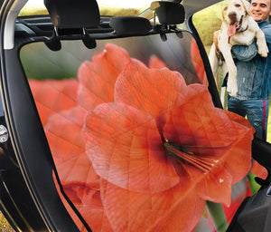 Orange Amaryllis Print Pet Car Back Seat Cover