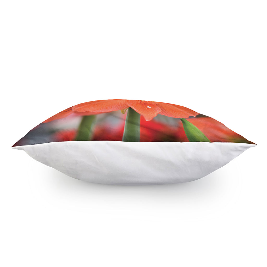Orange Amaryllis Print Pillow Cover