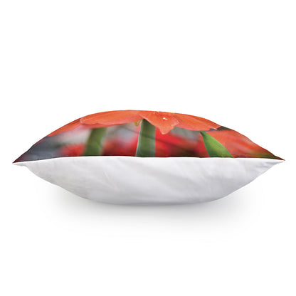 Orange Amaryllis Print Pillow Cover
