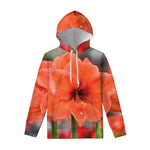 Orange Amaryllis Print Pullover Hoodie