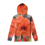 Orange Amaryllis Print Pullover Hoodie