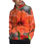 Orange Amaryllis Print Pullover Hoodie