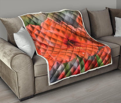 Orange Amaryllis Print Quilt