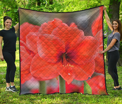 Orange Amaryllis Print Quilt