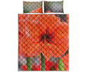Orange Amaryllis Print Quilt Bed Set