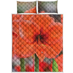 Orange Amaryllis Print Quilt Bed Set