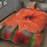 Orange Amaryllis Print Quilt Bed Set