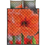 Orange Amaryllis Print Quilt Bed Set